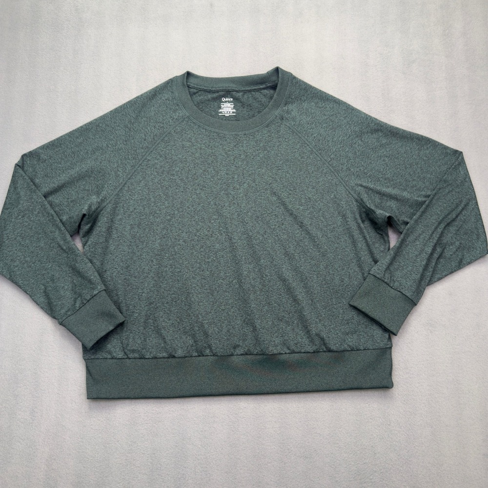 Quince Performance Raglan Crewneck Sweatshirt Size Medium Heather Green
